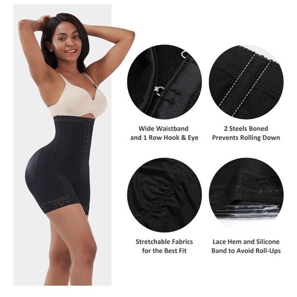 *Reposh*High-Waisted Black Shapewear Shorts size large - Picture 5 of 7